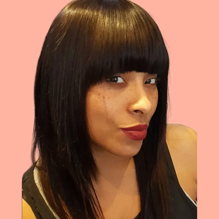 Client with a sleek fringe