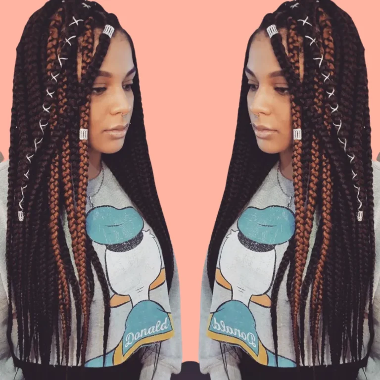 Long box braids with accessories